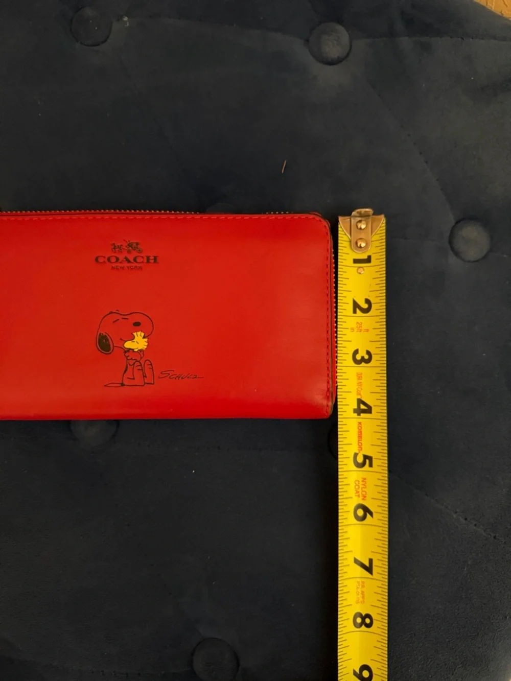 Coach Red Leather Zip Wallet with Snoopy Edition - Picture 3 of 5